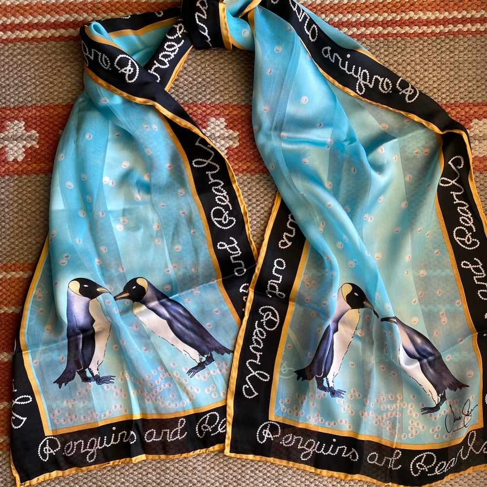 “Penguins and Pearls” Silk Scarf by Jane Seymour